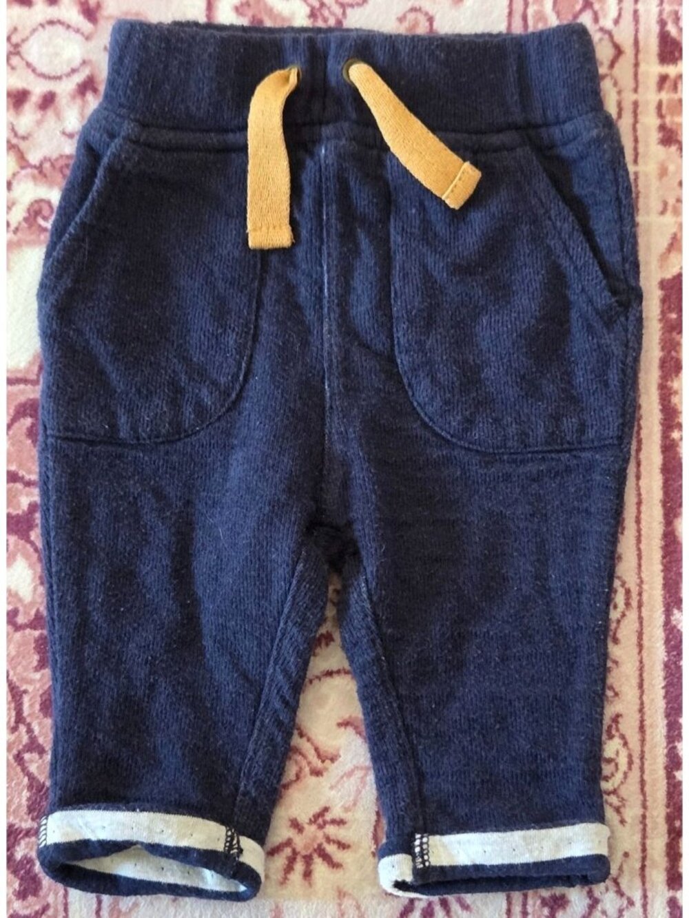 TJ Maxx Boden Boys Blue Pull On Pant Brown Drawstring Sweatpants Size 3-6 Months